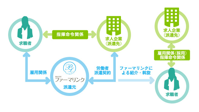 薬剤師紹介予定派遣の仕組み図